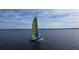 Scenic view of a yellow and blue sailing vessel out on the water on a beautiful day at 12765 Se 143Rd Ave, Ocklawaha, FL 32179