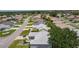 Discover this vibrant neighborhood with well-maintained homes, lush landscaping, and a welcoming atmosphere from an aerial view at 1305 Guerra Ave, The Villages, FL 32159