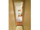 Hallway leading to a bedroom with a vanity, closet, and wood paneled walls at 313 Palo Verde Dr, Leesburg, FL 34748