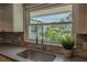 Kitchen with stainless steel sink and a view of the beautifully landscaped backyard at 4514 Crichton Ln, Orlando, FL 32806