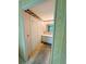 Bathroom with vanity, large closet, and decorative border at 106 Azalea Trl, Leesburg, FL 34748