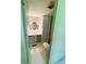 Small bathroom with single vanity and oval mirror at 106 Azalea Trl, Leesburg, FL 34748