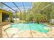 Stunning screened-in pool with stone patio, lush landscaping, and waterfall feature at 1502 Hempel Ave, Windermere, FL 34786