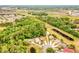 Aerial view of a neighborhood featuring single Gathering homes and mature trees surrounding a pond at 615 Maple Forest Dr, Orlando, FL 32825