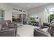 Comfortable living room with leather recliners and a view of the outdoors through large windows and sliding glass doors at 924 Figwood Loop, The Villages, FL 32163