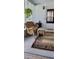 Cozy porch with comfortable wicker chair, patterned rug, and hanging plant at 804 Maple Ln, Lady Lake, FL 32159