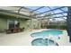 Inviting screened pool and spa with patio furniture in the backyard at 5144 Oakbourne Ave, Davenport, FL 33837