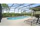 Relaxing pool and spa with screened enclosure and patio furniture at 5144 Oakbourne Ave, Davenport, FL 33837