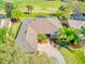 Aerial view showcasing a well-maintained home with lush landscaping and a circular driveway at 441 Mayfair Dr, Kissimmee, FL 34759