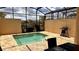 Private screened pool with brick pavers offers a relaxing outdoor living space and BBQ grill at 1515 Carey Palm Cir, Kissimmee, FL 34747
