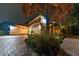 Night view of a house with a large tree in front at 9210 Southern Breeze Dr, Orlando, FL 32836