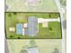 Aerial view shows property lines and outdoor living with a pool at 720 Shore Drive, Kissimmee, FL 34744