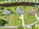 Aerial view of the property showing the layout of the backyard and the canal at 720 Shore Drive, Kissimmee, FL 34744