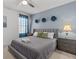 Comfortable bedroom features calming blue accents and soft textures for a peaceful stay at 6012 Oak Green Loop, Davenport, FL 33837