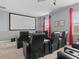 Home theater room with comfortable seating, projector, and screen at 6012 Oak Green Loop, Davenport, FL 33837