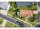 Birds-eye view showcasing a well-maintained house with a brown roof and lush lawn at 167 Bell Tower Xing W, Poinciana, FL 34759