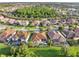 An aerial view of suburban homes showcasing lush green trees and landscaping under a clear blue sky at 2891 Swoop Cir, Kissimmee, FL 34741