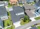 Aerial view of neighborhood homes with dark roofs, multiple pools, and manicured lawns at 1862 Beach Ridge Rd, Celebration, FL 34747