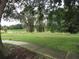 Backyard view featuring mature trees, green grass and a concrete pathway at 2724 Shelby Ruth Pl, Saint Cloud, FL 34769