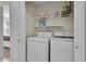 Compact laundry room with modern washer and dryer units for convenient chores at 3145 Britannia Blvd # D, Kissimmee, FL 34747