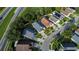 Aerial view of a neighborhood with well-maintained houses, green lawns, and mature trees at 5906 Rywood Dr, Orlando, FL 32810