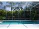 Sparkling pool inside a screened enclosure, surrounded by tropical greenery, perfect for outdoor enjoyment at 14421 Hatchee Ct, Orlando, FL 32837