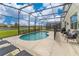 Screened-in pool with lounge chairs and patio furniture at 331 Ballo Dr, Kissimmee, FL 34746