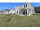 Home's backyard with covered patio and grassy area at 4200 Sawtooth Ct, Tavares, FL 32778