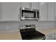 Close up of kitchen with stainless steel microwave and electric stovetop at 192 Flag Lilly Ln, Umatilla, FL 32784