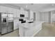 Stylish kitchen with a large island, stainless steel appliances, and bright white cabinetry at 203 Bull Frog Ln, Umatilla, FL 32784