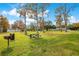 Outdoor grill and picnic tables on a well-maintained green, perfect for community gatherings at 3000 Cashmere Dr, Orlando, FL 32827