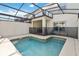 Inviting screened pool and spa with a safety fence and a covered patio at 4891 Clock Tower Dr, Kissimmee, FL 34746