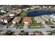An aerial view showcasing the layout of the homes and the proximity to the beautiful surrounding lake at 3960 Steer Beach Pl, Kissimmee, FL 34746