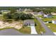 Aerial shot of a single-story home with a landscaped yard and two-car garage in a residential neighborhood at 1415 Orlando Way, Kissimmee, FL 34759