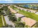 A neighborhood with a lake, landscaped yards, sidewalks, and matching roofs at 3643 Weatherfield Dr, Kissimmee, FL 34746