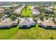 Aerial view features a well-maintained lawn, tiled roof, and manicured landscaping at 3643 Weatherfield Dr, Kissimmee, FL 34746
