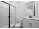 Modern bathroom featuring a glass shower, stylish vanity, and contemporary fixtures at 3732 Deer Ridge Dr, Mount Dora, FL 32757