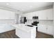 Modern kitchen with white cabinets, island, and stainless steel appliances at 520 Summit River Dr, Apopka, FL 32712