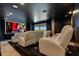 Comfortable home theater with leather recliners and a large projector screen at 13809 Abberwick Dr, Orlando, FL 32832