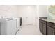 Convenient laundry room with matching washer and dryer and granite counters at 13809 Abberwick Dr, Orlando, FL 32832