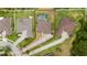 Aerial view of the property showcasing the backyard pool and surrounding landscape within property lines at 18035 Cadence St, Orlando, FL 32820
