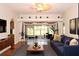 Bright living room with hardwood floors, comfy sofas, and view to the backyard at 504 Ridge View Dr, Davenport, FL 33837