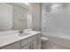 Clean bathroom with white vanity, shower, and bathtub at 1744 Carnelian St, Deland, FL 32720
