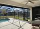 Screened pool area with patio furniture and view of backyard at 3850 Oakville Ave, Kissimmee, FL 34741