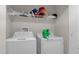 Laundry room with washer, dryer, and overhead shelving at 8121 Roseville Blvd, Davenport, FL 33896