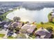 Aerial view of the property's location by the lake at 256 New River Dr, Poinciana, FL 34759