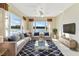 Sun-drenched living room boasts stylish furnishings, and expansive windows offering a stunning water view at 256 New River Dr, Poinciana, FL 34759