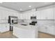 Modern kitchen featuring white cabinets, stainless steel appliances, and a large center island at 1695 Sugarbelle Cir, Mascotte, FL 34753