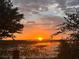 Stunning sunset over the water, framed by trees, with reflections on the lake at 1501 Sunset Pointe Pl, Kissimmee, FL 34744