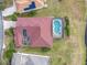 Aerial view of house, pool, and landscaped yard at 304 Sorrento Road, Poinciana, FL 34759